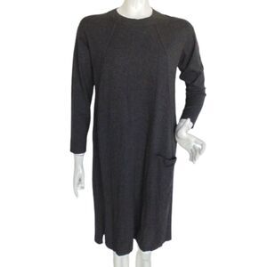 new RONAN CHEN Terry Dress, 3/US 10, Dark Gray Malange, Pocket, Long sle…
